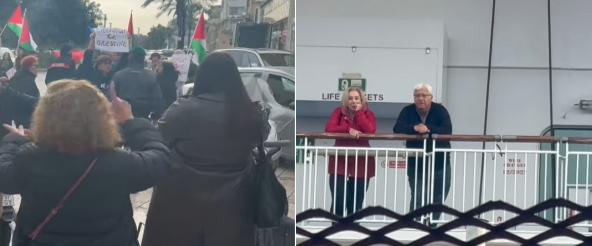 L’agguato pro Pal ai croceristi israeliani in porto a Brindisi finisce in farsa: i militanti insultano e cacciano, i turisti replicano a gestacci L’agguato pro Pal ai croceristi israeliani in porto a Brindisi finisce in farsa: i militanti insultano e cacciano, i turisti replicano a gestacci