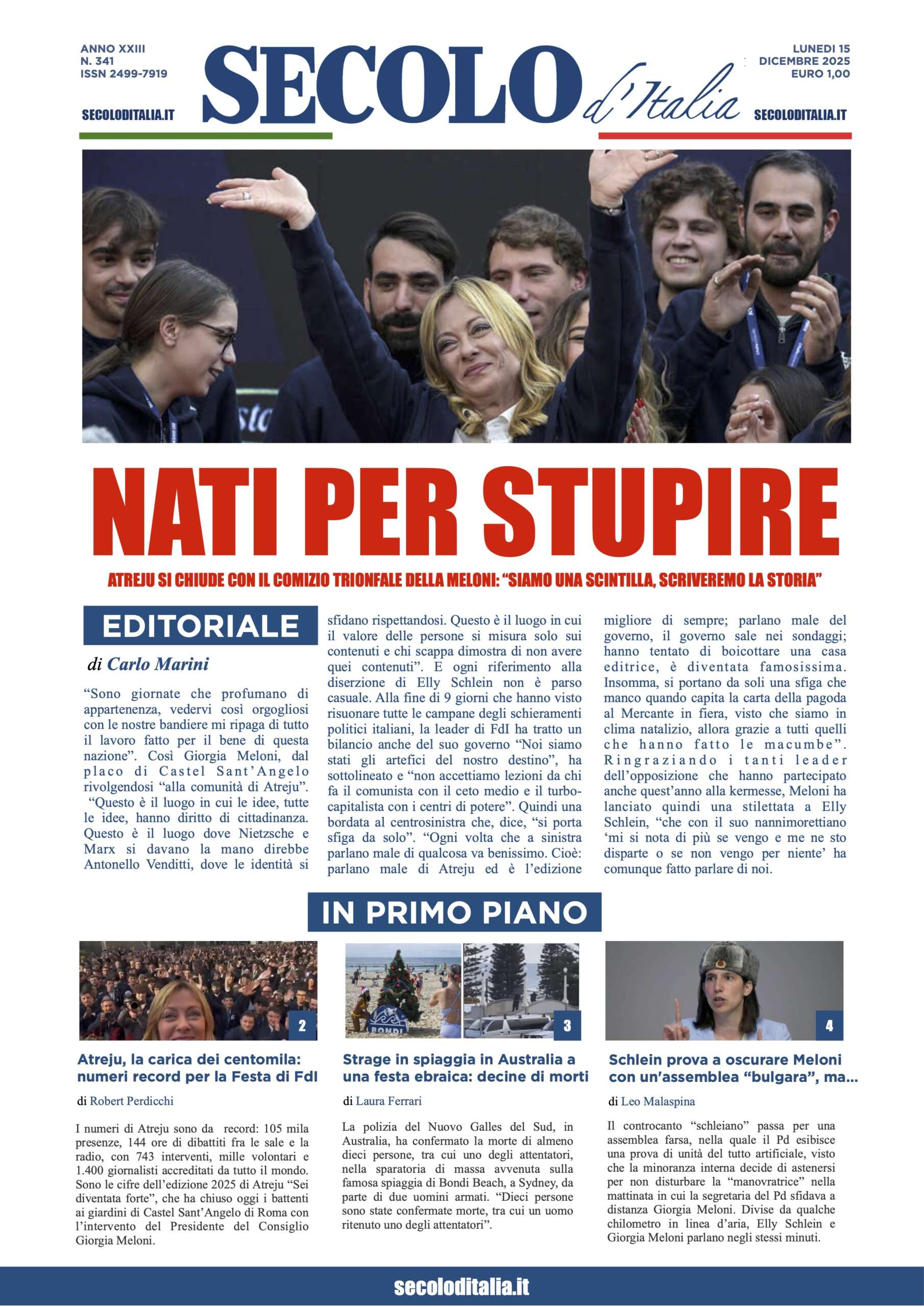 Lunedi 15 dicembre 2025