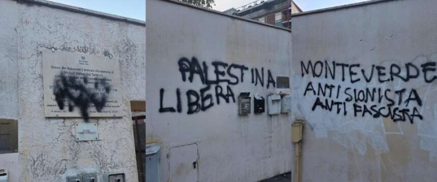 Vandalizzata la sinagoga di Roma con frasi antisioniste e antifasciste. Donzelli: “Atto ignobile e vergognoso”