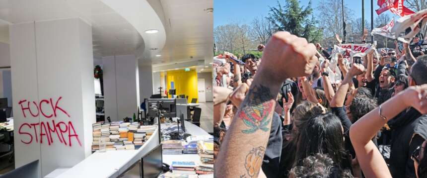 Assalto alla Stampa e no agli ufficiali all’università portano la stessa firma: collettivi e centri sociali