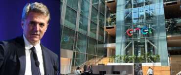 La sede di Enel. Nel riquadro, l’Ad Flavio Cattaneo