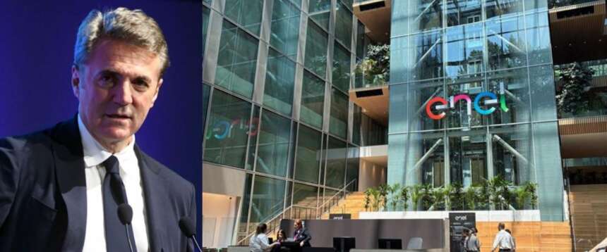 La sede di Enel. Nel riquadro, l’Ad Flavio Cattaneo