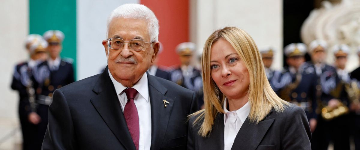 Meloni e Abu Mazen durante la recente visita del presidente dell’Anp a Roma