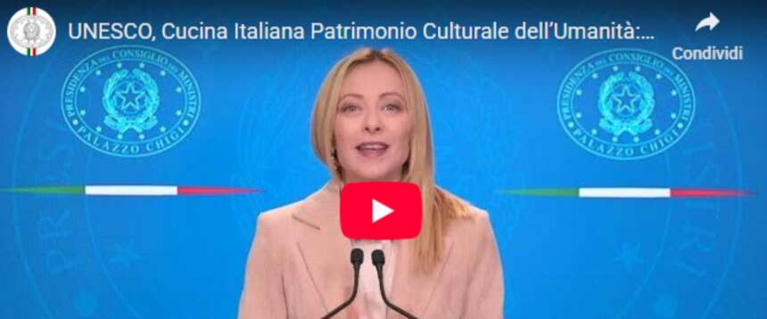 Cucina italiana patrimonio dell’Umanità, l’orgoglio di Meloni: “Un primato mondiale, abbiamo creduto in questa sfida e abbiamo vinto” (video)