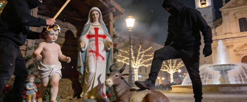 Africano inneggia ad Allah e distrugge il presepe. E’ il Natale dei vandali e delle censure della sinistra laicista