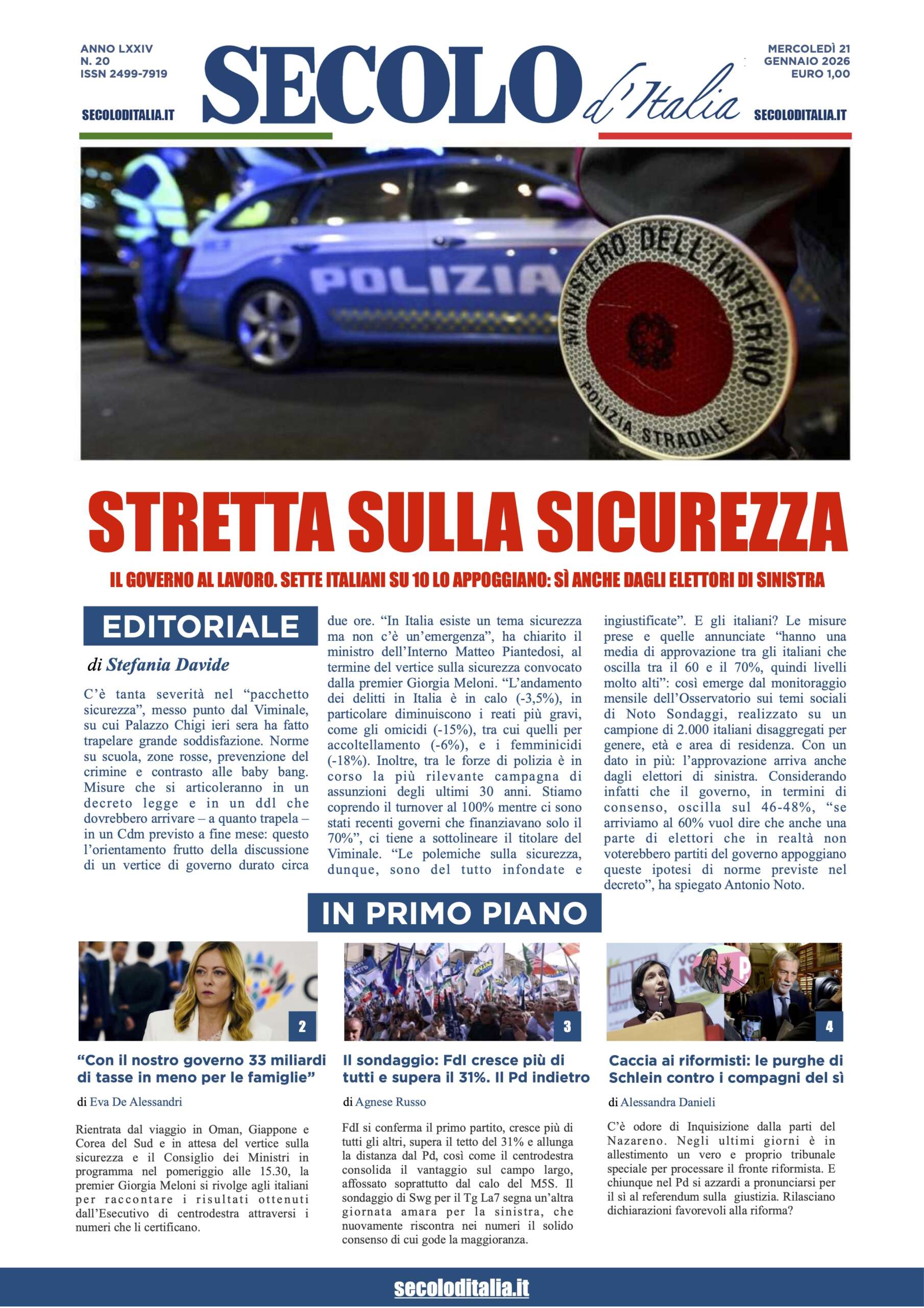 Mercoledi 21 gennaio 2026