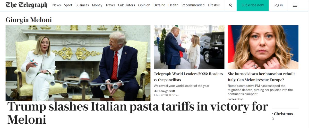 il taglio dei dazi usa sulla pasta italiana il telegraph non ha dubbi una nuova vittoria di giorgia meloni da Secoloditalia.it il taglio dei dazi usa sulla pasta italiana il telegraph non ha dubbi una nuova vittoria di giorgia meloni