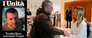 Il richiamo in prima dell’Unità sulla liberazione di Trentini; Meloni che accoglie il cooperante al suo rientro in Italia