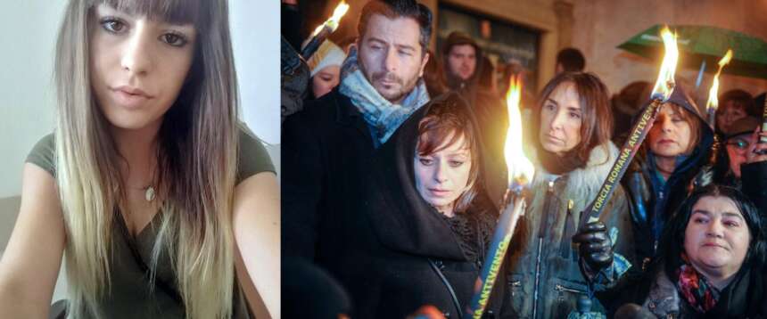 Pamela Mastropietro; in una foto d’archivio di una fiaccolata in sua memoria, in prima fila la madre Alessandra Verni