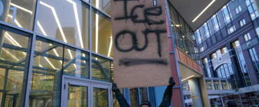 epa12683777 People gather outside U.S. Senator Amy Klobuchars office to protest ICE activities after Alex Pretti was fatally shot by federal agents in Minneapolis, Minnesota, USA, 26 January 2026. Pretti is the second person killed by federal officers in Minneapolis this month.  EPA/CRAIG LASSIG