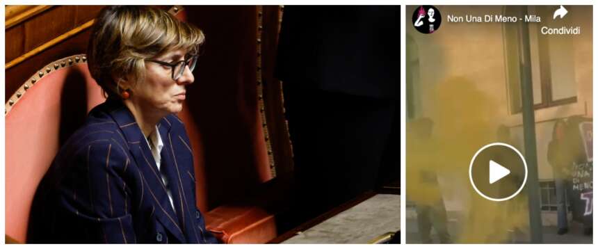 Intimidazione delle attiviste rosse sotto l’ufficio di Giulia Bongiorno. La senatrice: “Queste dicono di essere contro la violenza sulle donne…”