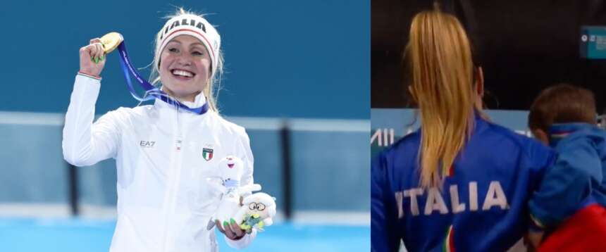 Francesca Lollobrigida e i social in tilt per la vittoria olimpica festeggiata con figlio in braccio
