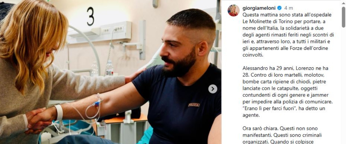 lo stato abbraccia i suoi eroi meloni in visita dagli agenti feriti faremo quello che serve per ripristinare le regole in questa nazione da Secoloditalia.it lo stato abbraccia i suoi eroi meloni in visita dagli agenti feriti faremo quello che serve per ripristinare le regole in questa nazione