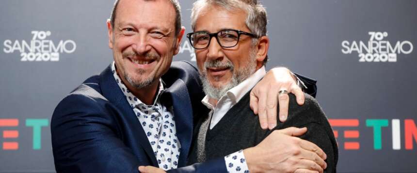 Lucio Presta con Amadeus ai tempi del Sanremo in cui erano agente e cliente d’eccezione, conduttore del Festival