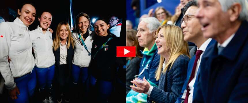 Meloni sugli spalti e nel dopo-gara con le azzurre dello short track