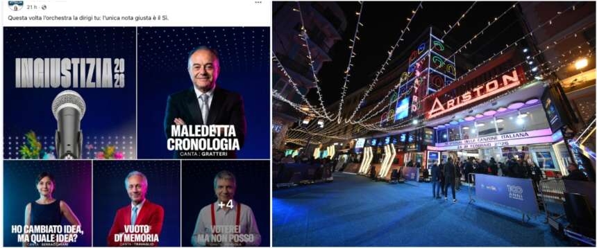 Festival di Sanremo e referendum: la pagina social di FdI ironizza sulle “voci stonate” dei promotori del No