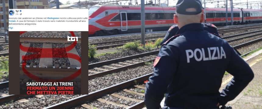 Pietre sulle rotaie, arrestato un 20enne appartenente all’area antagonista. Evitato in extremis l’impatto con un Frecciarossa
