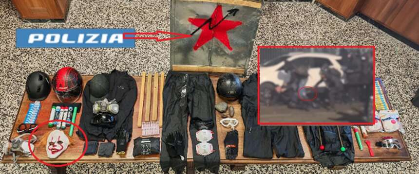 Askatasuna, la svolta: arrestato il “martellatore”: ecco chi è. Trovati laser, stelle Br e maschere da clown