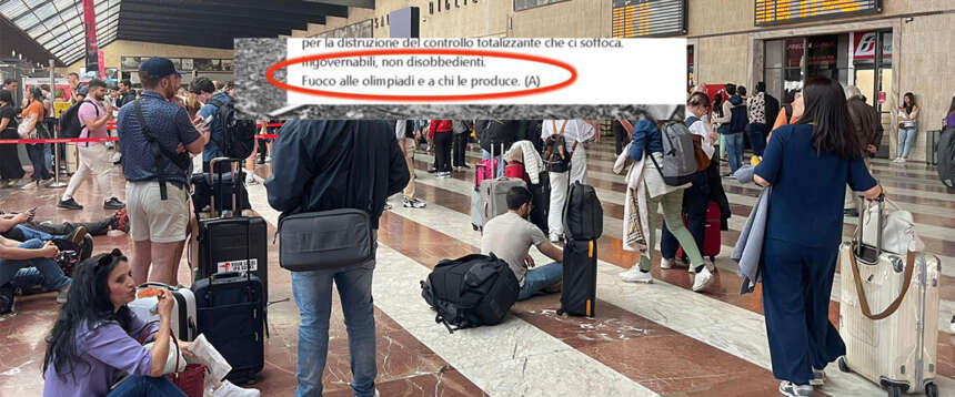 Nuovi attentati a Bologna, rivendicazione anarchica: “Fuoco alle Olimpiadi”. Dati record di sabotaggi ai treni