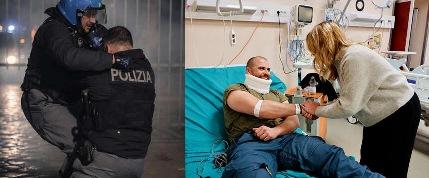 Lo Stato abbraccia i suoi eroi, Meloni in visita dagli agenti feriti: non è stata una protesta, si chiama tentato omicidio (video)