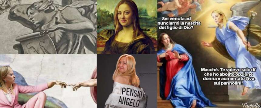 Meloni angelo monopolizza i social: è pioggia di meme, dalla Gioconda alla Cappella Sistina