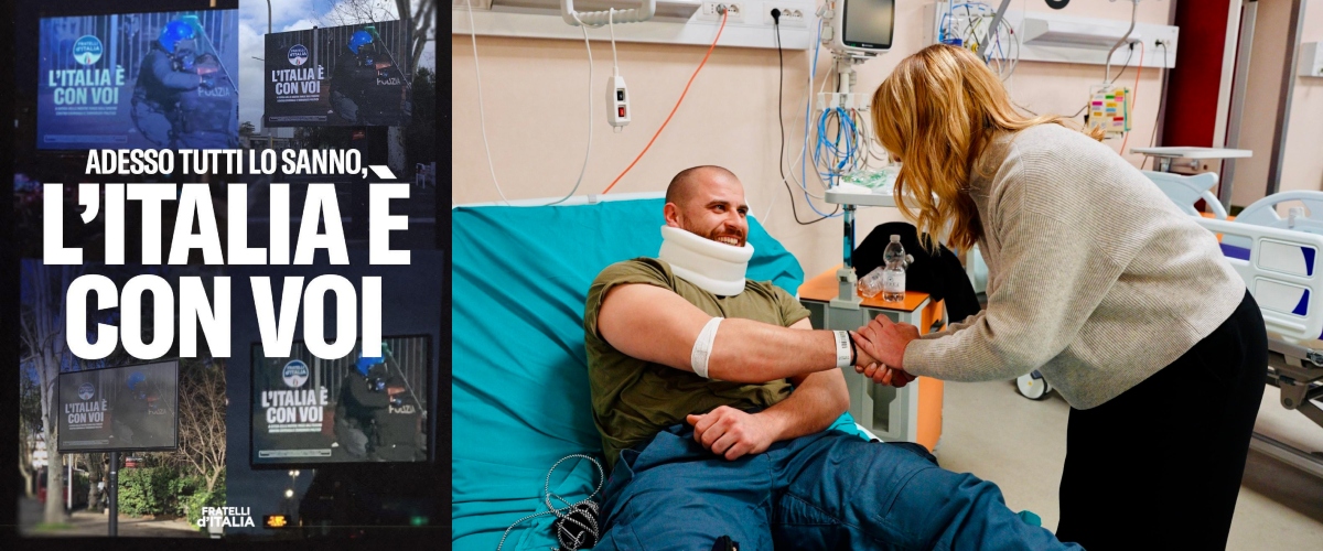 “L’Italia è con voi”. La campagna di FdI al fianco degli agenti, bersaglio dei violenti e delle sinistre che li coprono “L’Italia è con voi”. La campagna di FdI al fianco degli agenti, bersaglio dei violenti e delle sinistre che li coprono