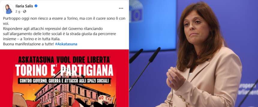 Ilaria Salis prima in piazza “col cuore” a Torino, poi tace sui poliziotti feriti. Il silenzio che vale oro