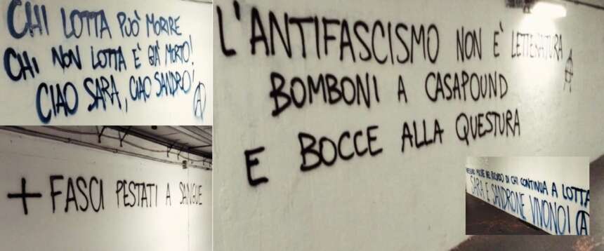 Gli anarchici “santificano” i compagni morti e invocano pestaggi e bombe contro i “fasci” e Stato. FdI: «Segnale grave»