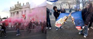 Estremisti sott’odio: al corteo per il No incendiate le immagini di Meloni e Nordio