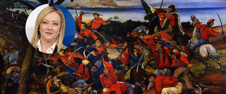 Meloni s’innamora di un quadro con Garibaldi, i Mille e il Tricolore. E lo ottiene dagli eredi di Berlinguer