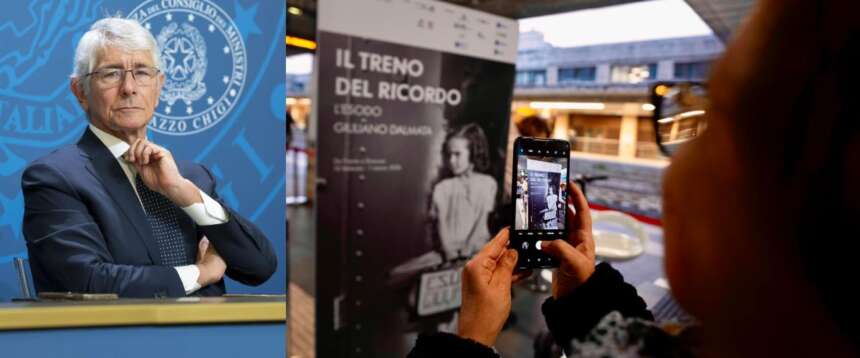 Il ministro Andrea Abodi; il Treno del Ricordo