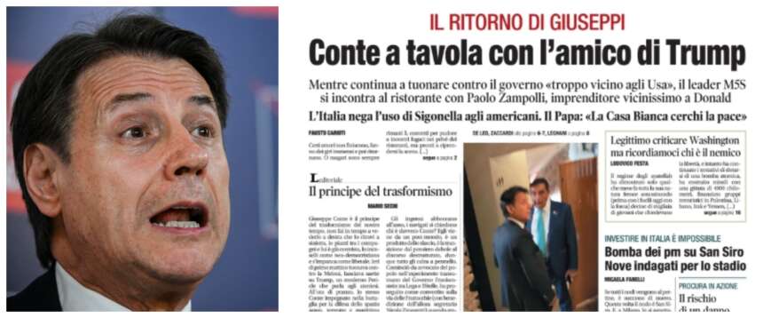 Indovina chi viene a pranzo da Conte? L’emissario di Trump. Centrodestra all’attacco: “Fa il doppio il gioco”