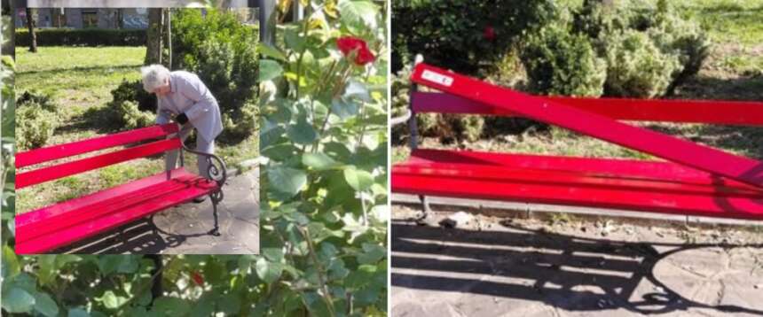 Ancora vandali contro la panchina dedicata a Pamela Mastropietro. Una donna la ripara