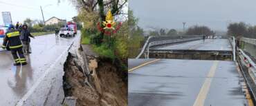 Maltempo senza pietà nel Centro-Sud: crolla un ponte in Molise, ferrovie e strade bloccate