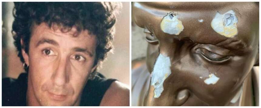 Colpi di pistola al volto: sfregiata la statua di Francesco Nuti. Vandali in azione o messaggi criminali?
