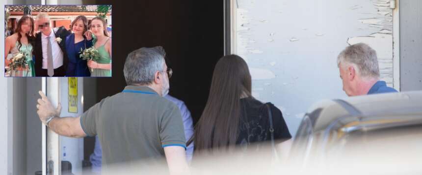 Giallo di Pietracatella, nella combo Gianni Di Vita e la figlia Alice arrivano nella questura di Campobasso per un nuovo interrogatorio nell’ambito delle indagini sul giallo di Pietracatella. Nel riquadro, una foto della famiglia Di Vita: Antonella Di Ielsi e Sara Di Vita con il marito Gianni Di Vita e la figlia Alice di Vita in una immagine esposta durante i funerali nel Santuario della Madonna di Costantinopoli