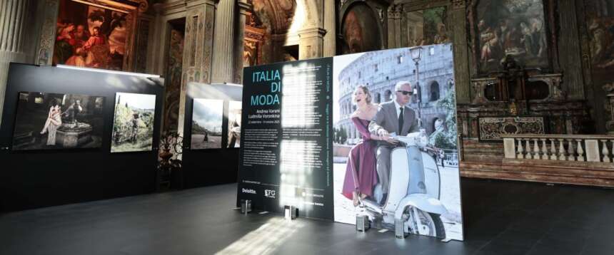 L’allestimento della mostra “Italia di Moda” a Milano, durante la fashion week