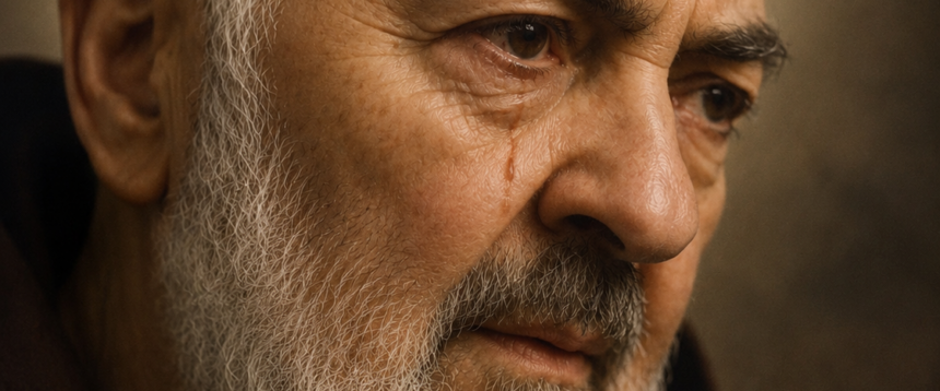 Una lacrima sul viso di Padre Pio “resiste” anche allo spazzolone. Il prete dispone il video controllo