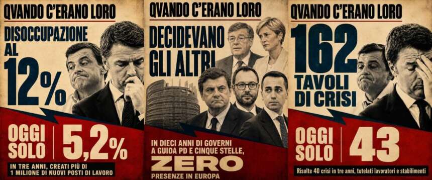  «Quando c’erano loro…»: la campagna social ormai è un tormentone e ora affonda Renzi sui dati economici
