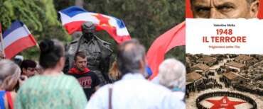 Una manifestazione di nostalgici di Tito; la copertina del libro “1948. Il terrore. Prigioniere sotto Tito”