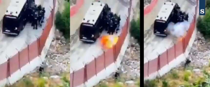 Val di Susa, agguato choc ai Carabinieri: nascosto dietro un pilastro accende e lancia contro di loro un ordigno (VIDEO)