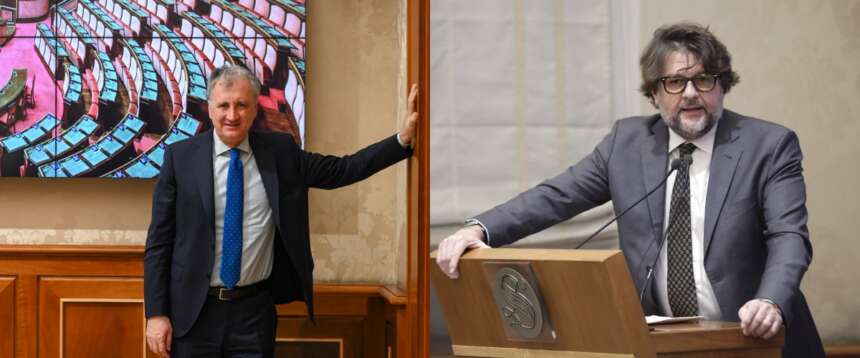 Marco Osnato (sinistra) e Nicola Calandrini, presidenti delle commissioni Finanze della Camera e Bilancio del Senato