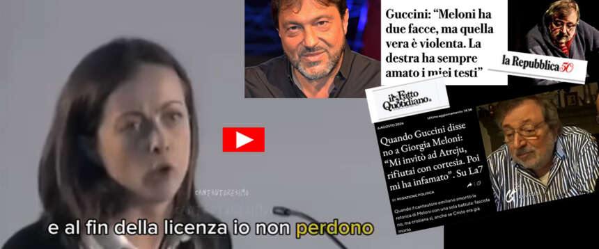 Meloni citava Guccini, la sinistra gli scaglia contro il cadavere. Cosa scrivono Ranucci, “Repubblica”, “Il Fatto”…