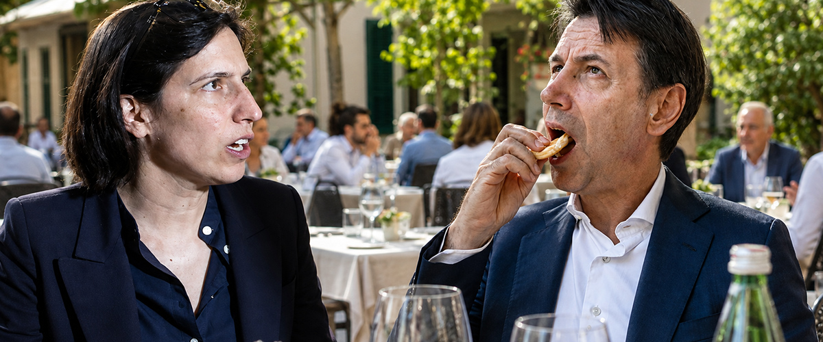 Veleni e bocconi amari nel pranzo della pace tra Conte e Schlein: “Sereni, ma ognuno resta sulla sua posizione”