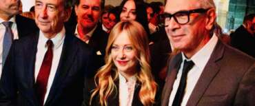 Giorgia Meloni alla Fashion Week di Milano con il sindaco Sala e Carlo Capasa, presidente della Camera nazionale della Moda