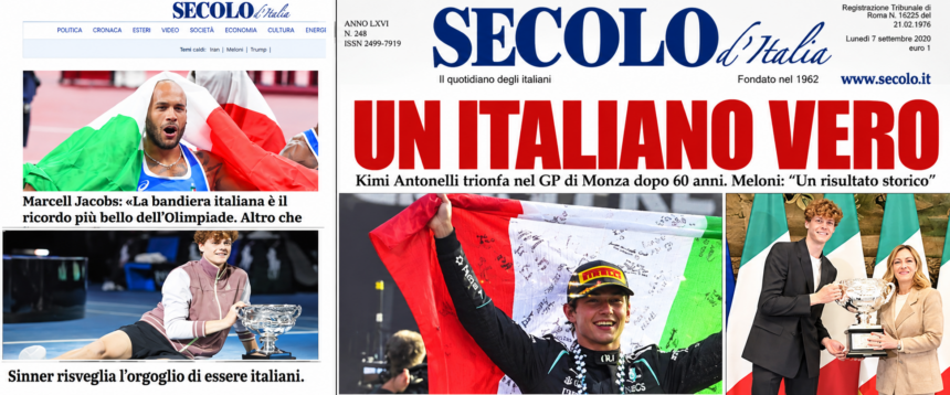 Kimi Antonelli “italiano vero”, come Jacobs e Sinner. Clamoroso scivolone di “Repubblica” sul “Secolo d’Italia”