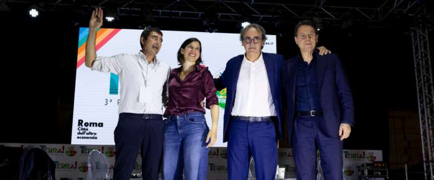 Schlein, Conte, Bonelli e Fratoianni alla festa di Avs a Roma