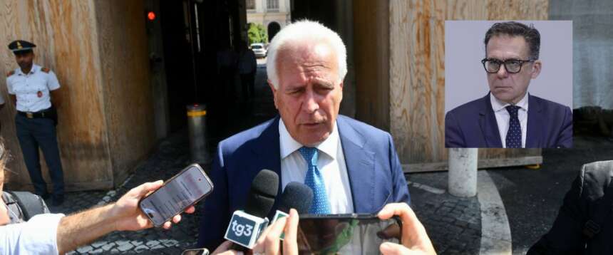 Il presidente Pd della Regione Toscana, Eugenio Giani. Nel riquadro, il sindaco di Pisa, Michele Conti