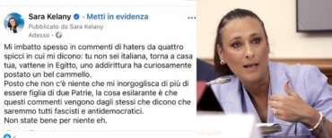 Hater da 4 soldi contro Sara Kelany: “Torna in Egitto”. E lei: “Sono orgogliosa di essere figlia di due Patrie. Voi non state bene eh”