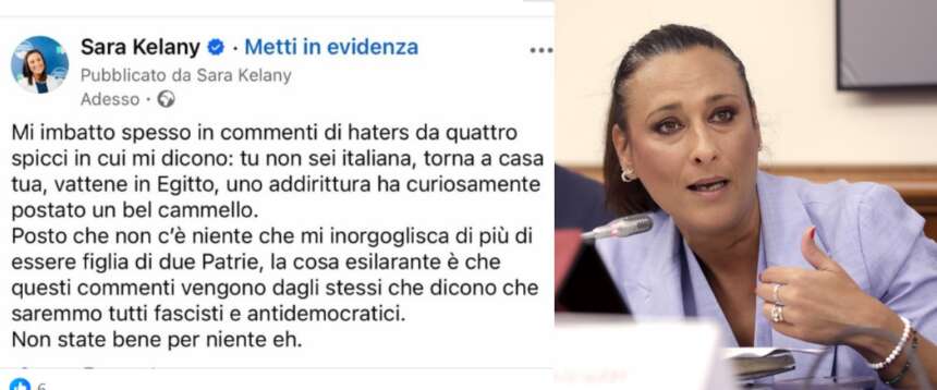 Hater da 4 soldi contro Sara Kelany: “Torna in Egitto”. E lei: “Sono orgogliosa di essere figlia di due Patrie. Voi non state bene eh”